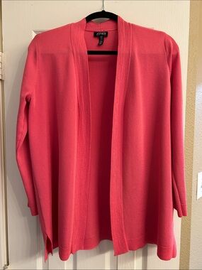 Jones New York Open-Front Coral Pink Cardigan